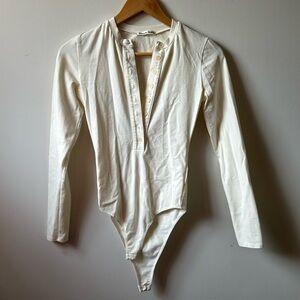 Reformation Bodysuit - white button up